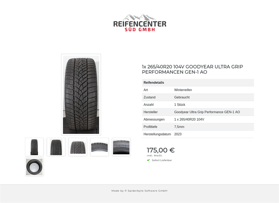 1x 265/40R20 104V GOODYEAR ULTRA GRIP PERFORMANCEN GEN-1 AO #268W – Bild 7