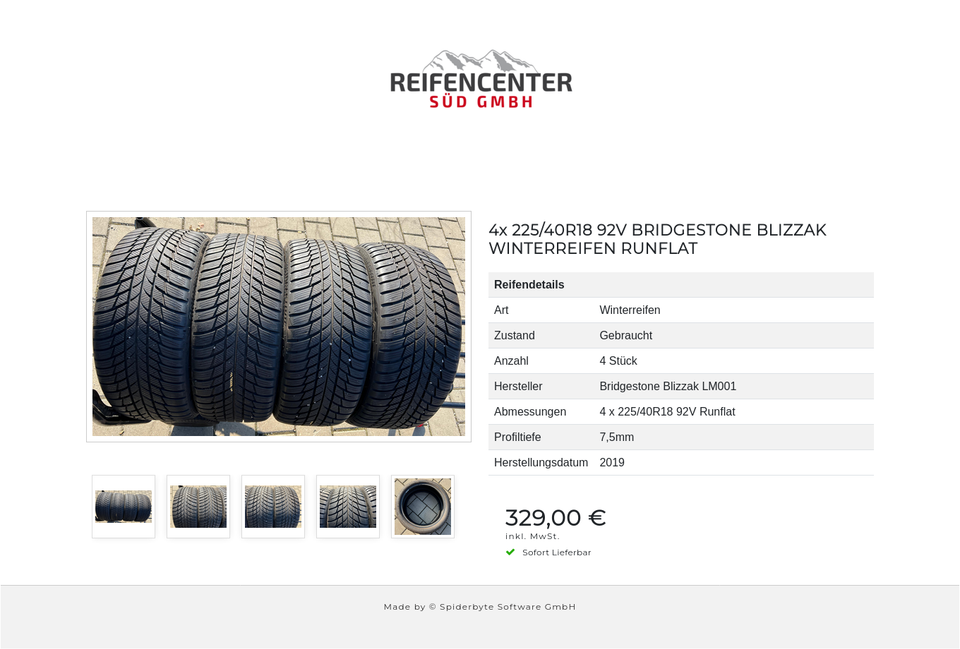 4x 225/40R18 92V BRIDGESTONE BLIZZAK WINTERREIFEN RUNFLAT #175M – Bild 6