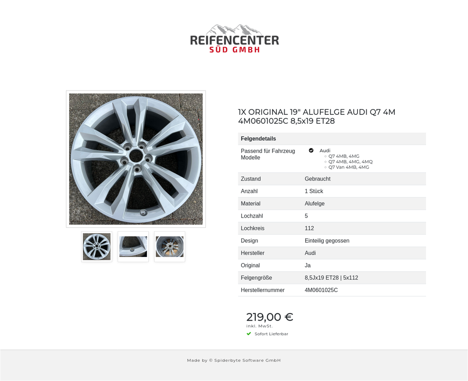 1X ORIGINAL 19" ALUFELGE AUDI Q7 4M 4M0601025C 8,5x19 ET28 #1YFH – Bild 4