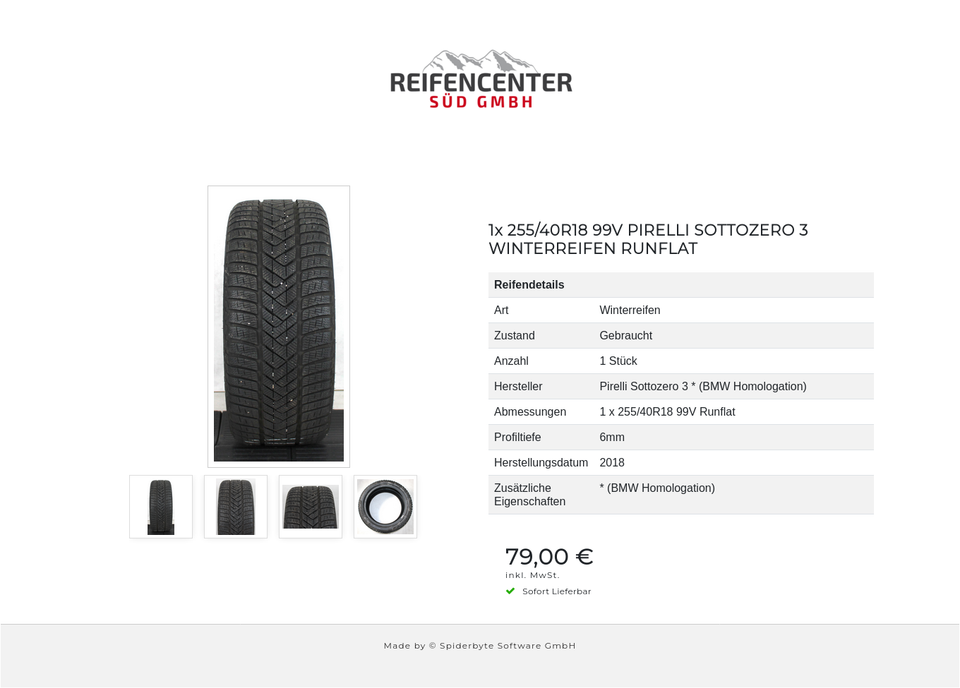 1x 255/40R18 99V PIRELLI SOTTOZERO 3 WINTERREIFEN RUNFLAT #1BSV – Bild 5