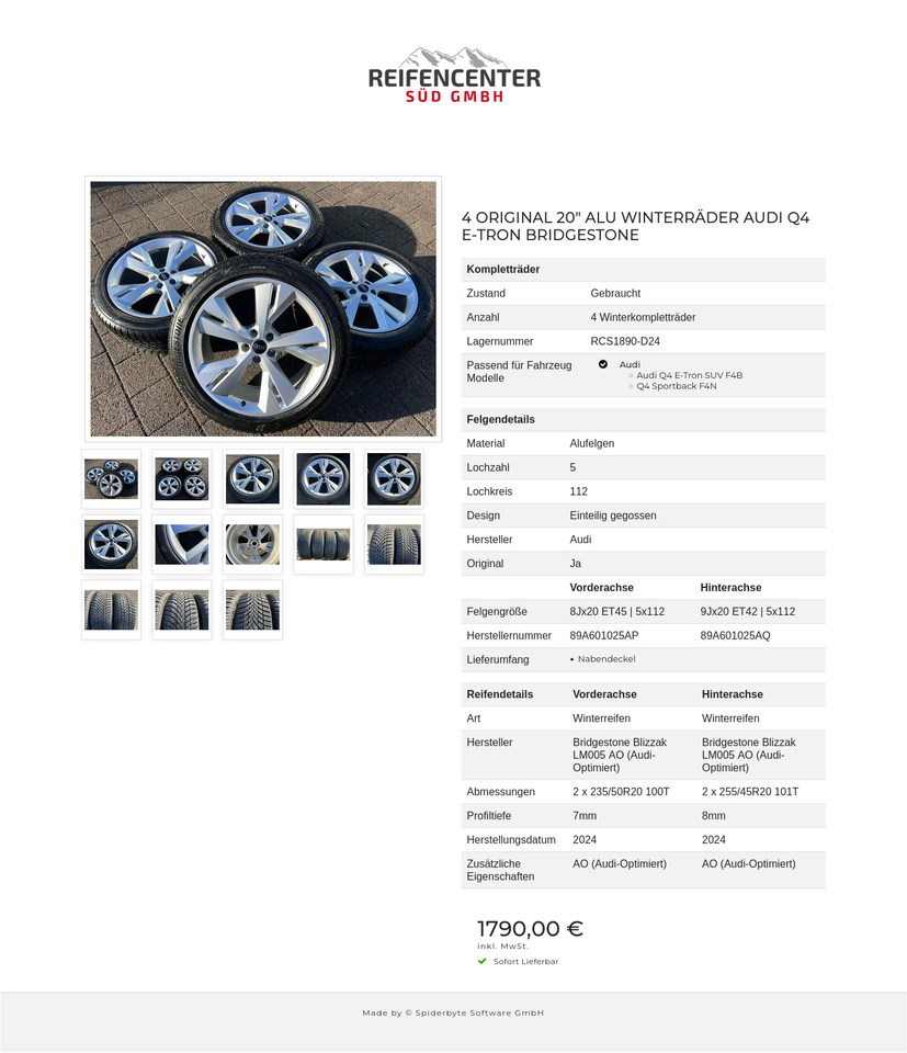 4 ORIGINAL 20" ALU WINTERRÄDER AUDI Q4 E-TRON BRIDGESTONE #247O – Bild 14