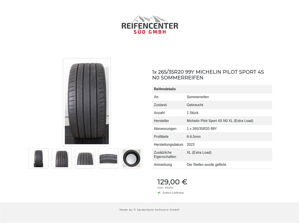 1x 265/35R20 99Y MICHELIN PILOT SPORT 4S N0 SOMMERREIFEN #21SI – Bild 6