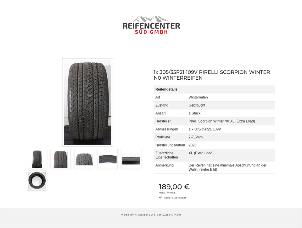1x 305/35R21 109V PIRELLI SCORPION WINTER N0 WINTERREIFEN #236X – Bild 7