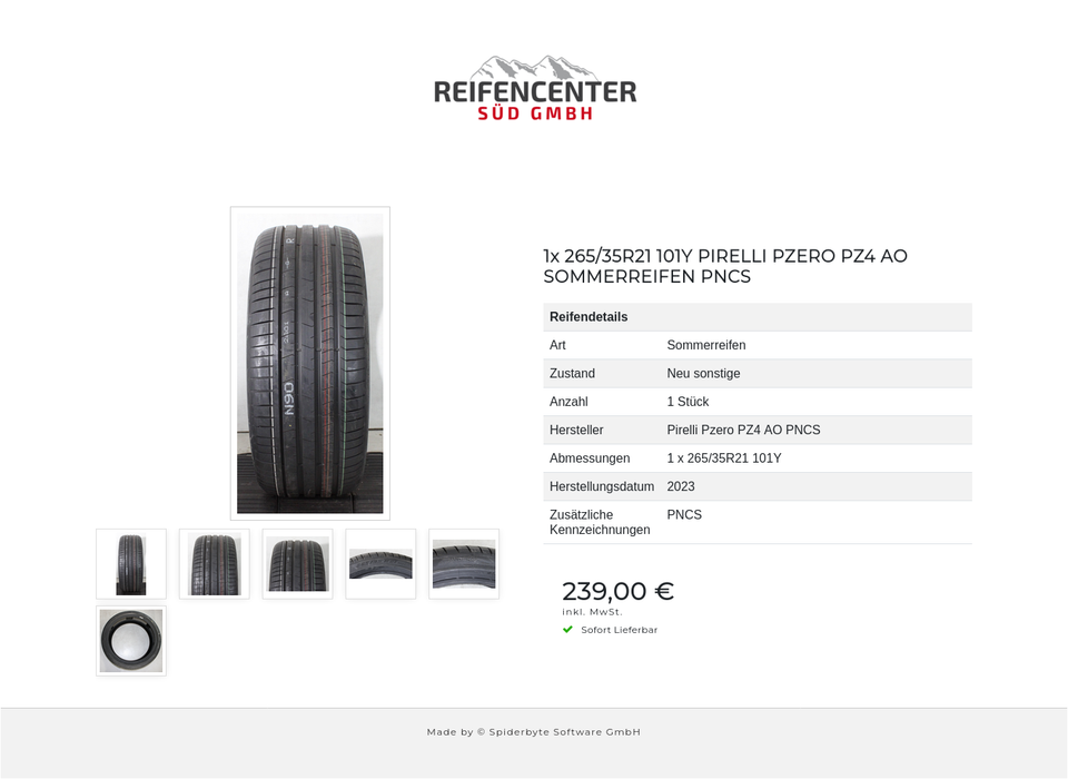 1x 265/35R21 101Y PIRELLI PZERO PZ4 AO SOMMERREIFEN PNCS #26AY – Bild 7