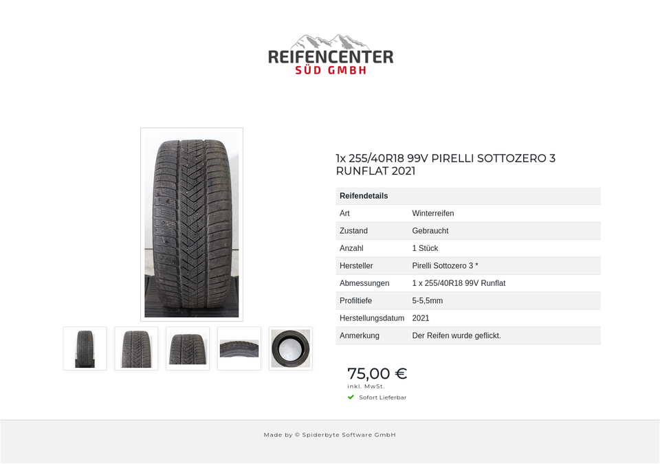 1x 255/40R18 99V PIRELLI SOTTOZERO 3 RUNFLAT 2021 #25JP – Bild 6