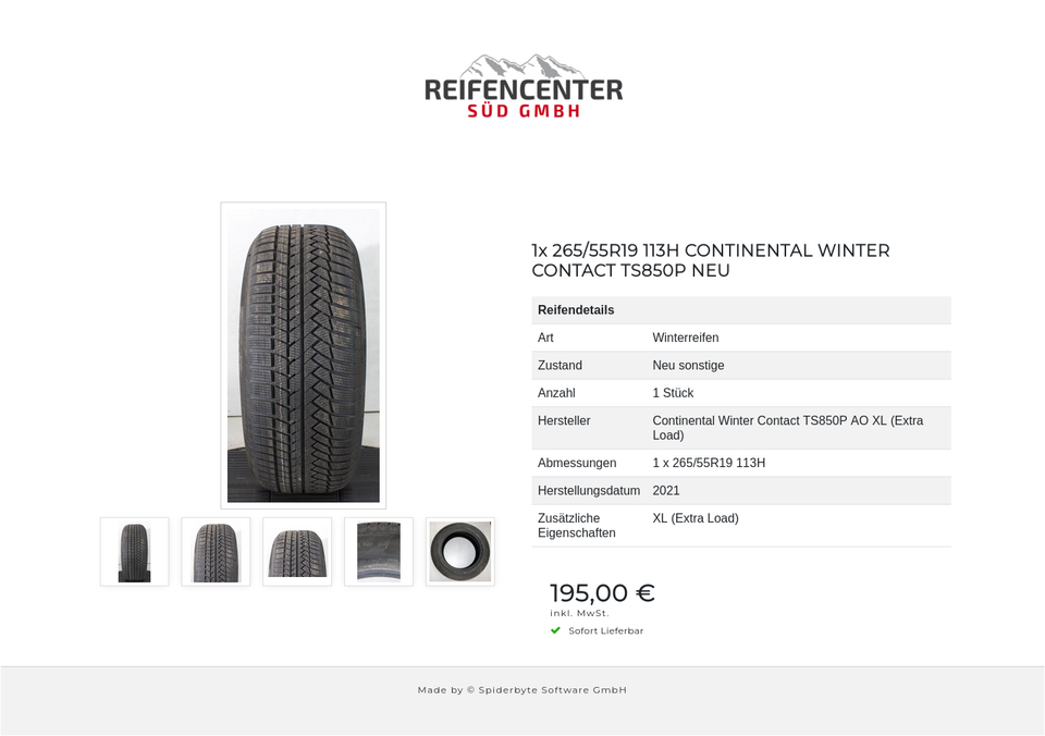 1x 265/55R19 113H CONTINENTAL WINTER CONTACT TS850P NEU #1YOI – Bild 6