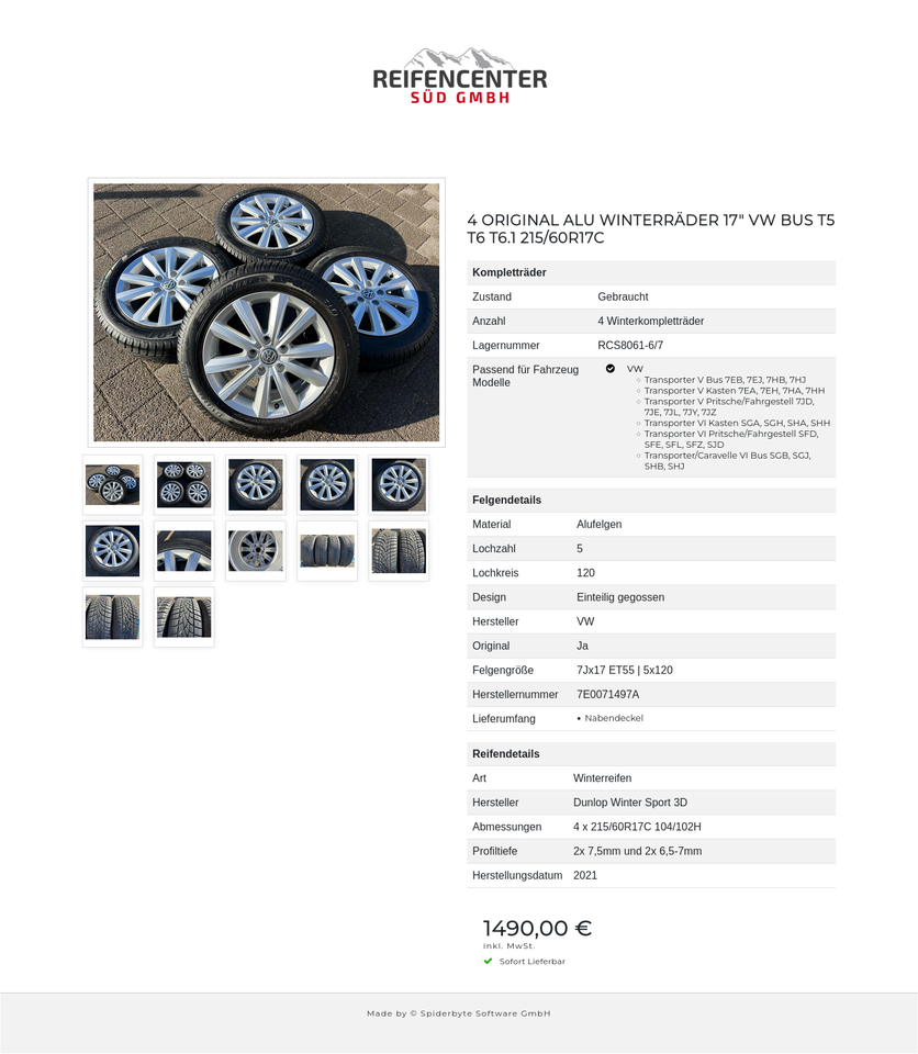 4 ORIGINAL ALU WINTERRÄDER 17" VW BUS T5 T6 T6.1 215/60R17C #265R – Bild 13