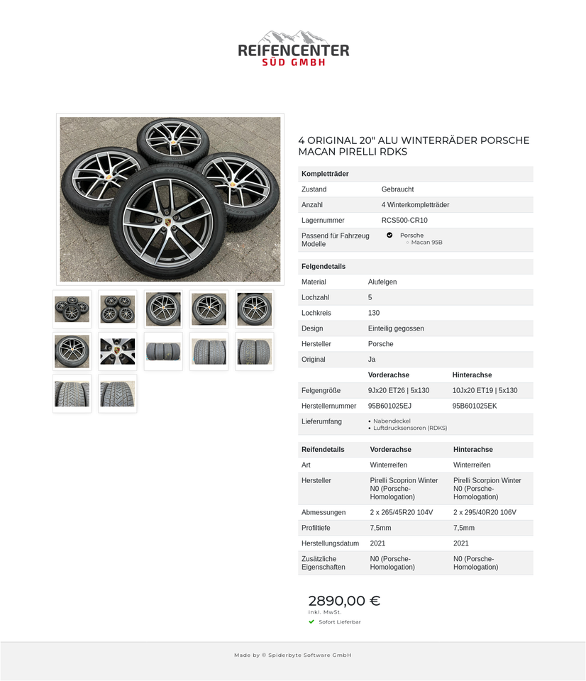 4 ORIGINAL 20" ALU WINTERRÄDER PORSCHE MACAN PIRELLI RDKS #22QA – Bild 13