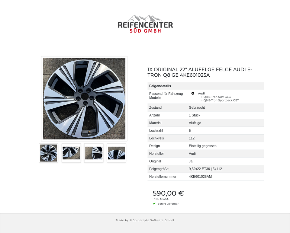 1X ORIGINAL 22" ALUFELGE FELGE AUDI E-TRON Q8 GE 4KE601025A #1TCR – Bild 5