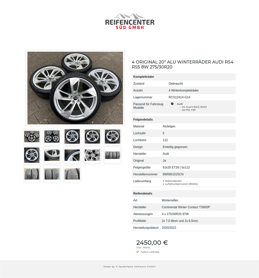 4 ORIGINAL 20" ALU WINTERRÄDER AUDI RS4 RS5 8W 275/30R20 #20WF – Bild 14