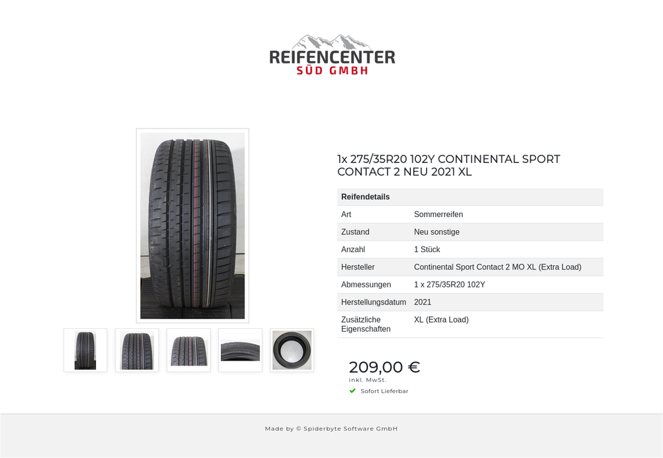 1x 275/35R20 102Y CONTINENTAL SPORT CONTACT 2 NEU 2021 XL #26ZX – Bild 6