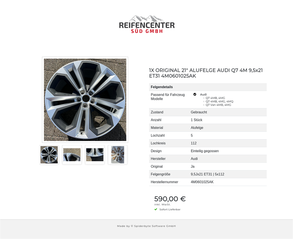 1X ORIGINAL 21" ALUFELGE AUDI Q7 4M 9,5x21 ET31 4M0601025AK #229L – Bild 5