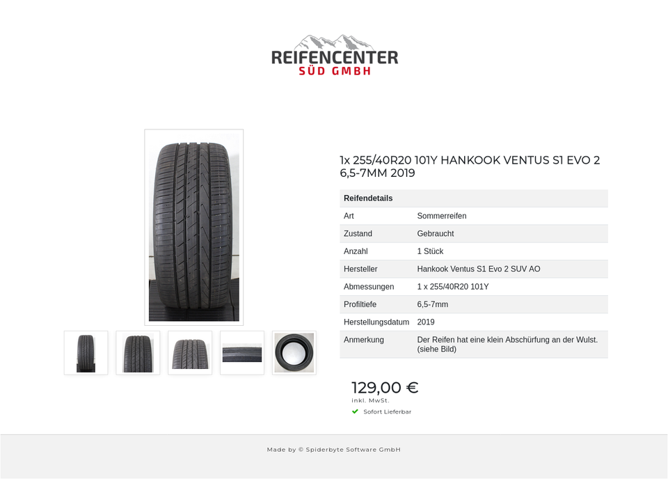 1x 255/40R20 101Y HANKOOK VENTUS S1 EVO 2 6,5-7MM 2019 #1YQS – Bild 6