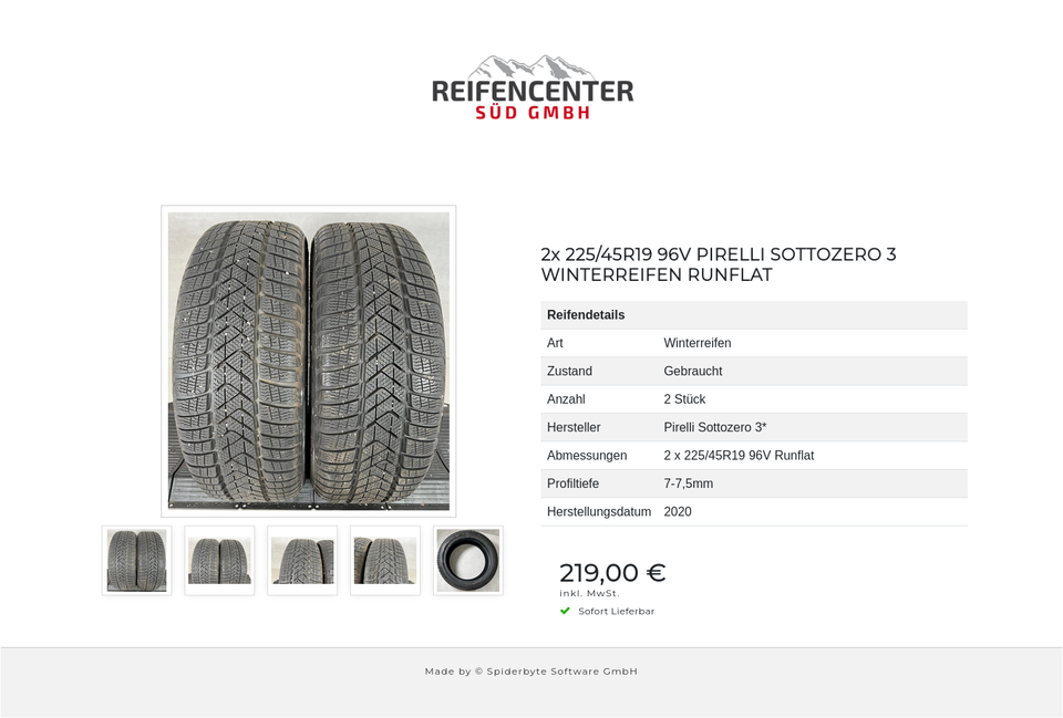 2x 225/45R19 96V PIRELLI SOTTOZERO 3 WINTERREIFEN RUNFLAT #173V – Bild 6