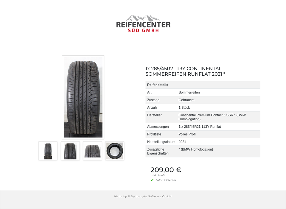 1x 285/45R21 113Y CONTINENTAL SOMMERREIFEN RUNFLAT 2021 * #1XPY – Bild 5