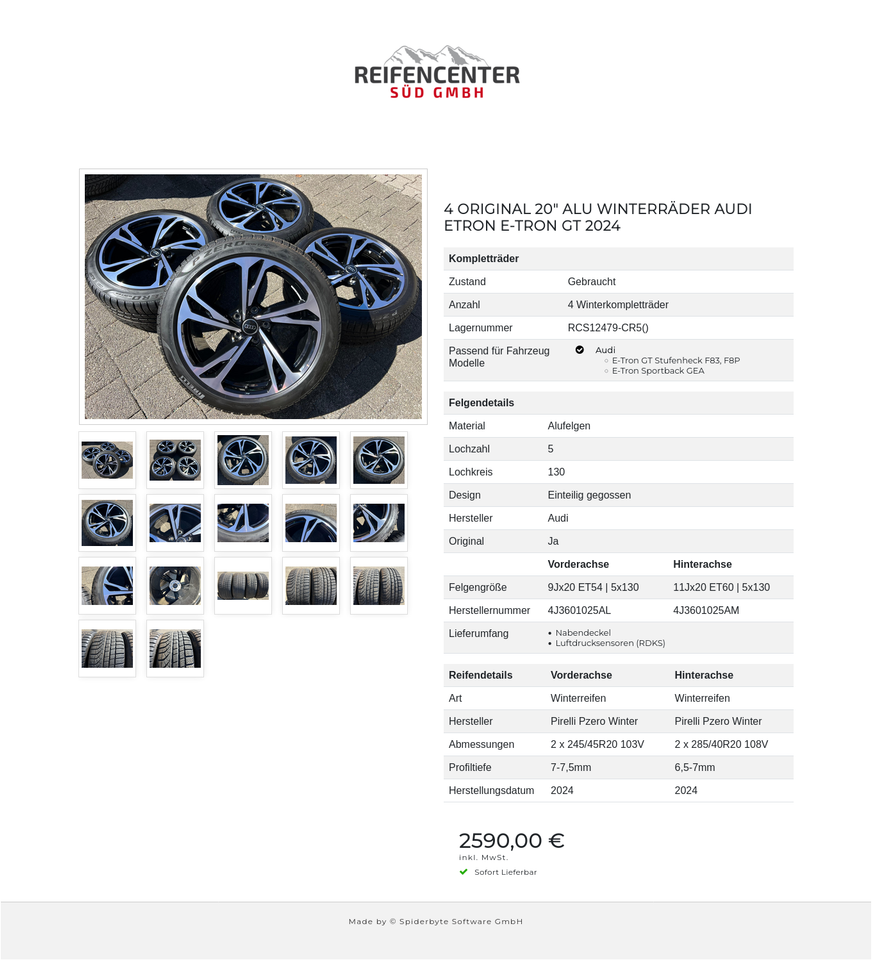 4 ORIGINAL 20" ALU WINTERRÄDER AUDI ETRON E-TRON GT 2024 #20SQ – Bild 18