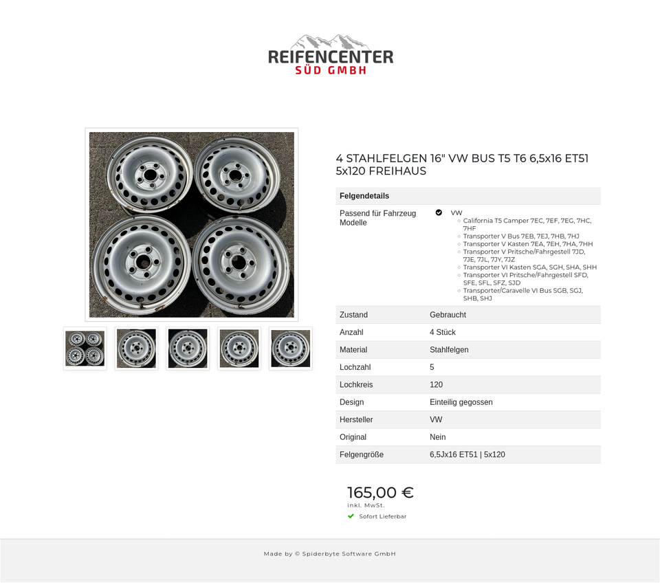 4 STAHLFELGEN 16" VW BUS T5 T6 6,5x16 ET51 5x120 FREIHAUS #1ZFT – Bild 6
