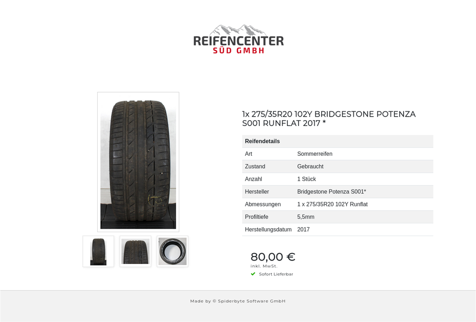 1x 275/35R20 102Y BRIDGESTONE POTENZA S001 RUNFLAT 2017 * #1A5T – Bild 4