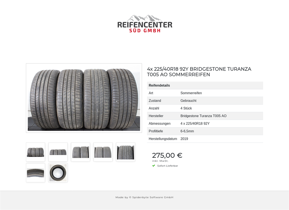 4x 225/40R18 92Y BRIDGESTONE TURANZA T005 AO SOMMERREIFEN #21CS – Bild 8