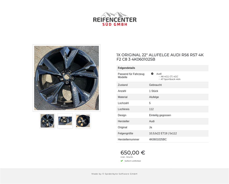 1X ORIGINAL 22" ALUFELGE AUDI RS6 RS7 4K F2 C8 3 4K0601025B #1YEJ – Bild 4