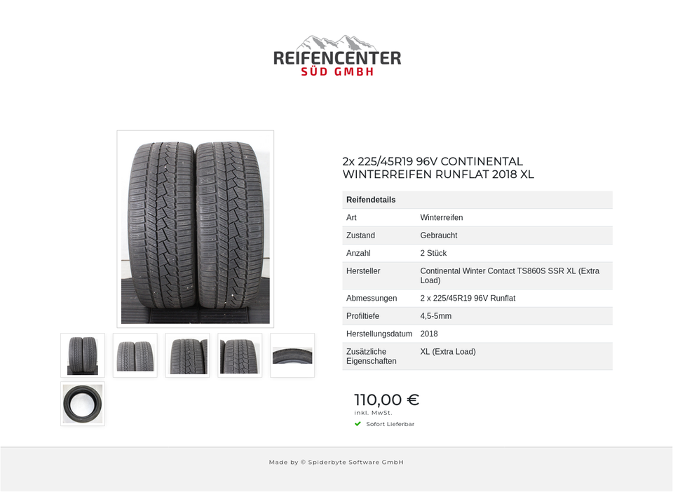 2x 225/45R19 96V CONTINENTAL WINTERREIFEN RUNFLAT 2018 XL #22ZS – Bild 7