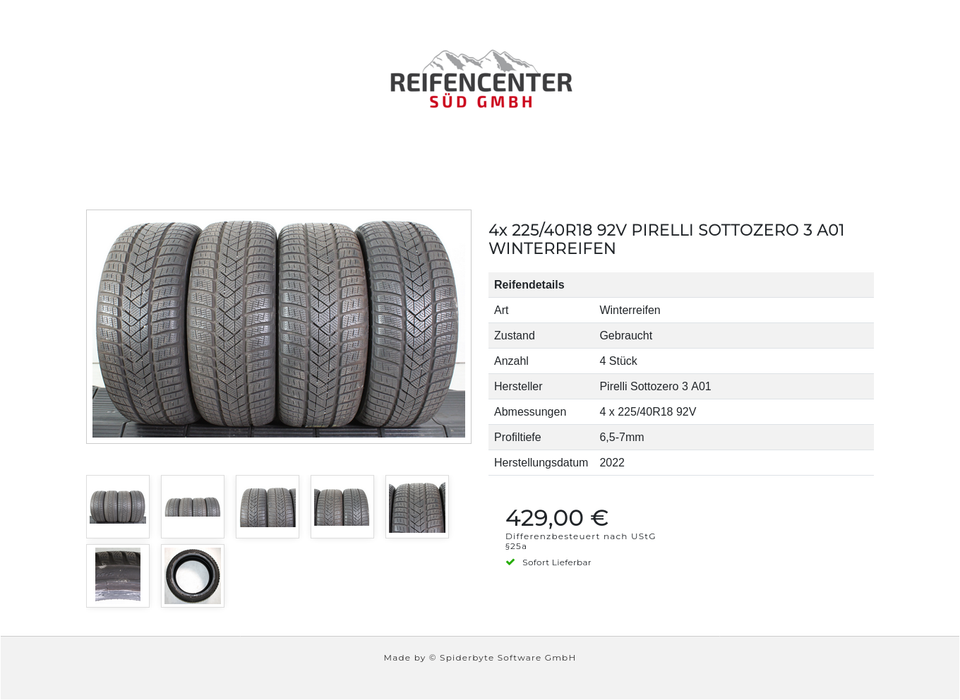 4x 225/40R18 92V PIRELLI SOTTOZERO 3 A01 WINTERREIFEN #1VQO – Bild 8