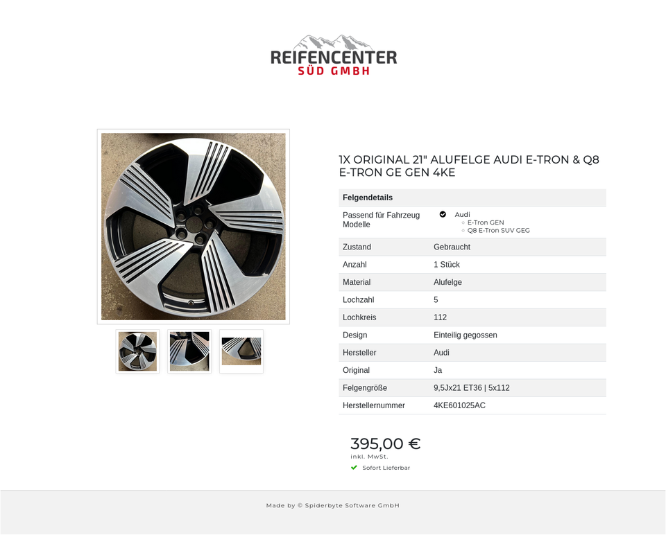 1X ORIGINAL 21" ALUFELGE AUDI E-TRON & Q8 E-TRON GE GEN 4KE #1X6G – Bild 4