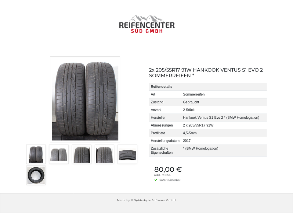 2x 205/55R17 91W HANKOOK VENTUS S1 EVO 2 SOMMERREIFEN * #26QO – Bild 7