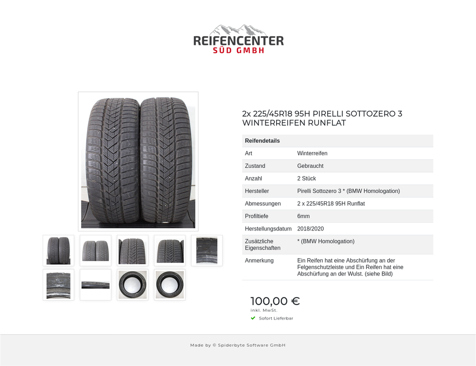 2x 225/45R18 95H PIRELLI SOTTOZERO 3 WINTERREIFEN RUNFLAT #1XVF – Bild 10