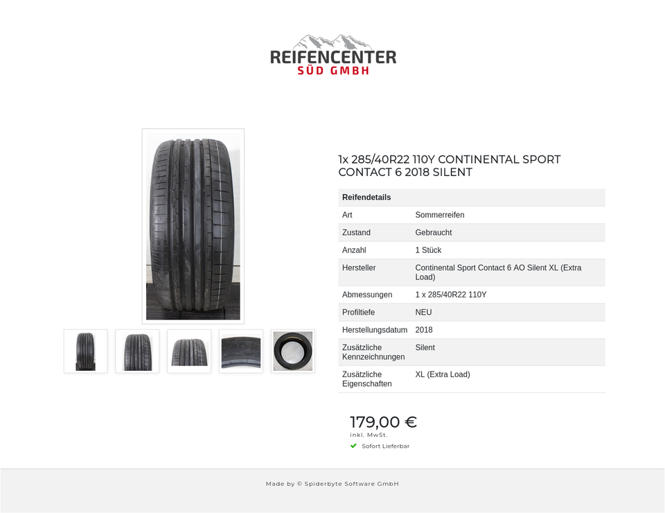 1x 285/40R22 110Y CONTINENTAL SPORT CONTACT 6 2018 SILENT #258Y – Bild 6