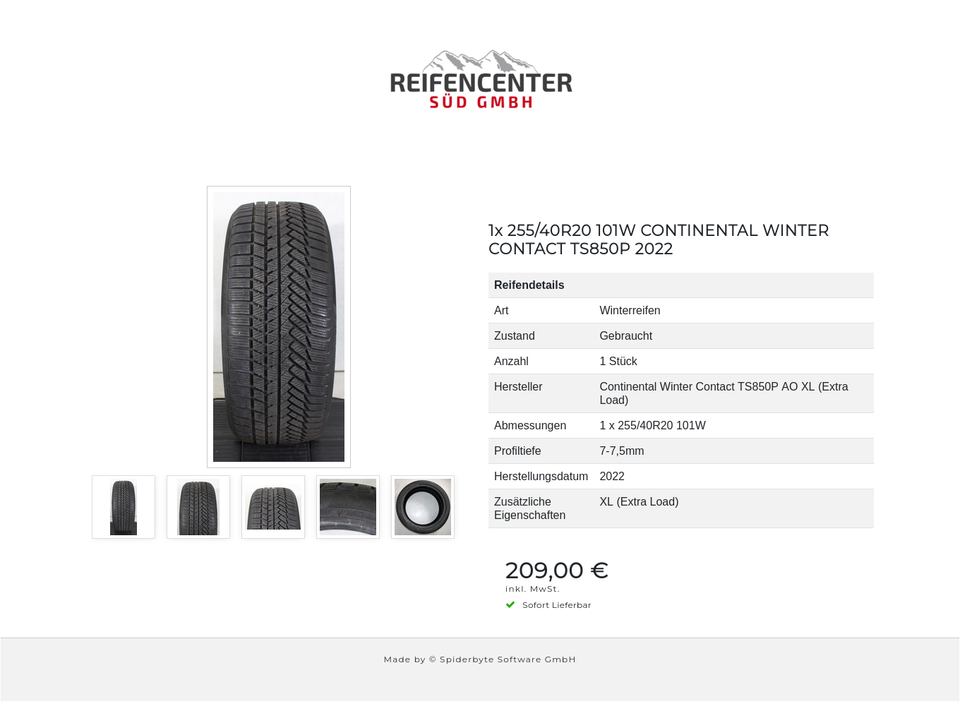 1x 255/40R20 101W CONTINENTAL WINTER CONTACT TS850P 2022 #1SMO – Bild 6
