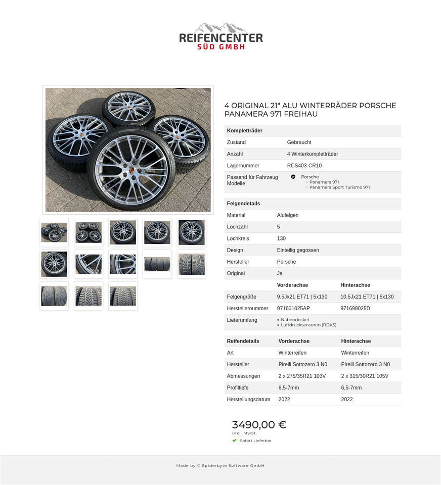 4 ORIGINAL 21" ALU WINTERRÄDER PORSCHE PANAMERA 971 FREIHAU #22OW – Bild 14