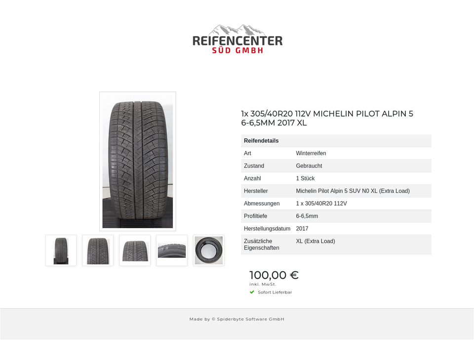 1x 305/40R20 112V MICHELIN PILOT ALPIN 5 6-6,5MM 2017 XL #23JA – Bild 6