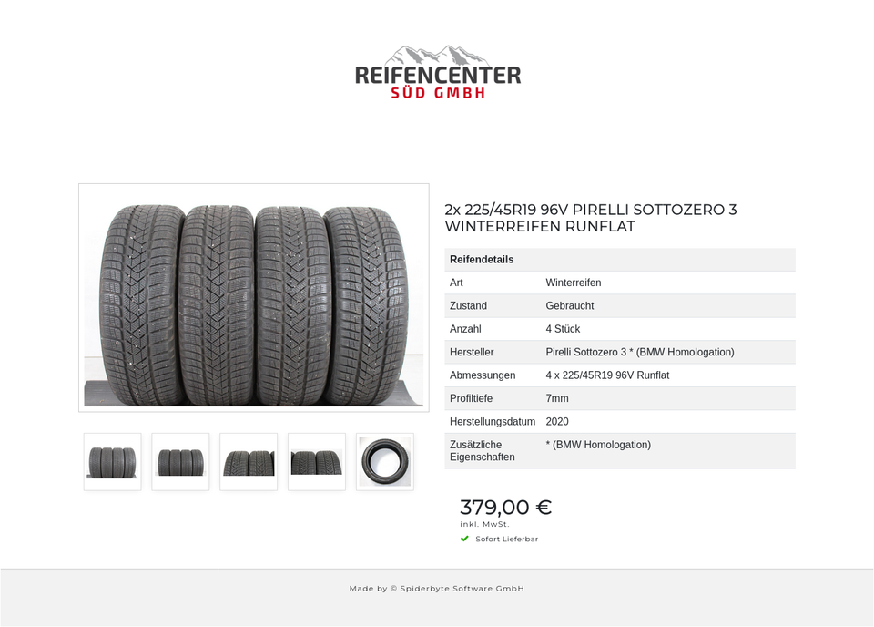 2x 225/45R19 96V PIRELLI SOTTOZERO 3 WINTERREIFEN RUNFLAT #1AYH – Bild 6