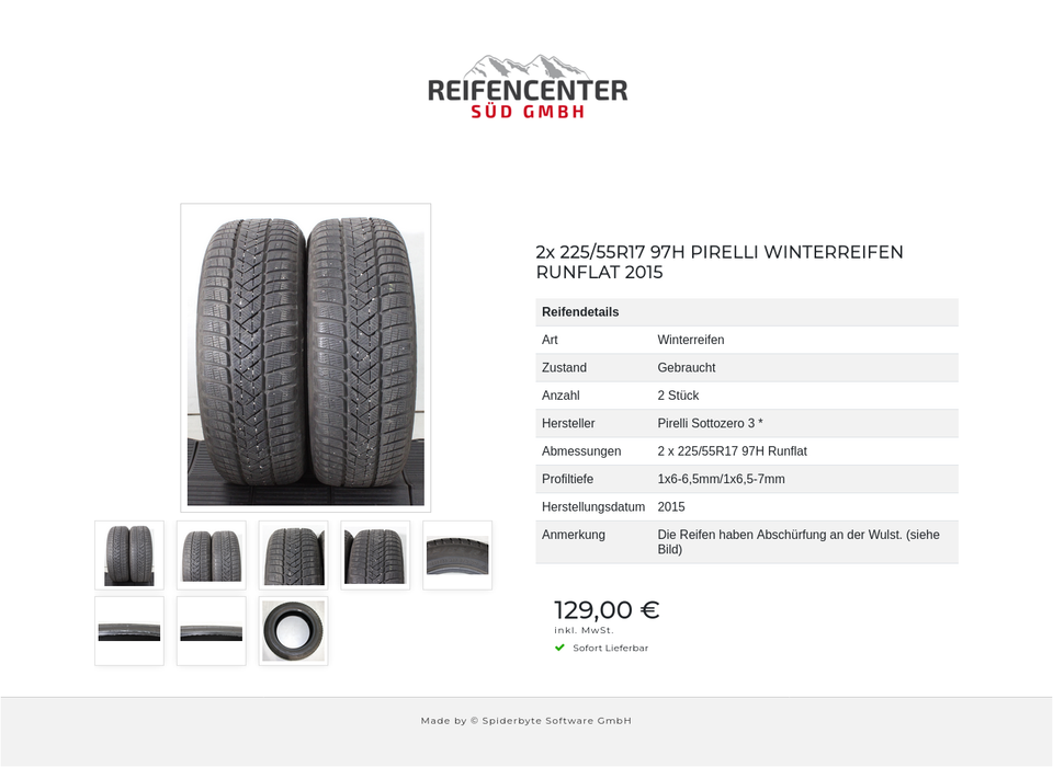 2x 225/55R17 97H PIRELLI WINTERREIFEN RUNFLAT 2015 #22BG – Bild 9
