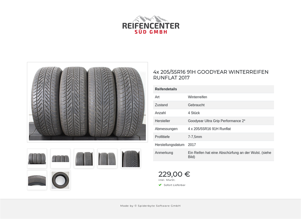 4x 205/55R16 91H GOODYEAR WINTERREIFEN RUNFLAT 2017 #23CB – Bild 8