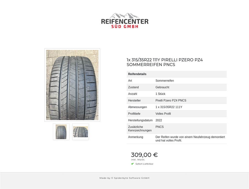 1x 315/35R22 111Y PIRELLI PZERO PZ4 SOMMERREIFEN PNCS #1XOV – Bild 3