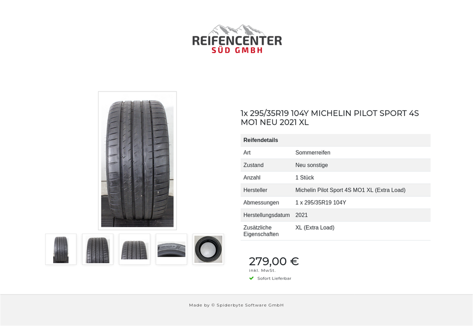 1x 295/35R19 104Y MICHELIN PILOT SPORT 4S MO1 NEU 2021 XL #26ZY – Bild 6