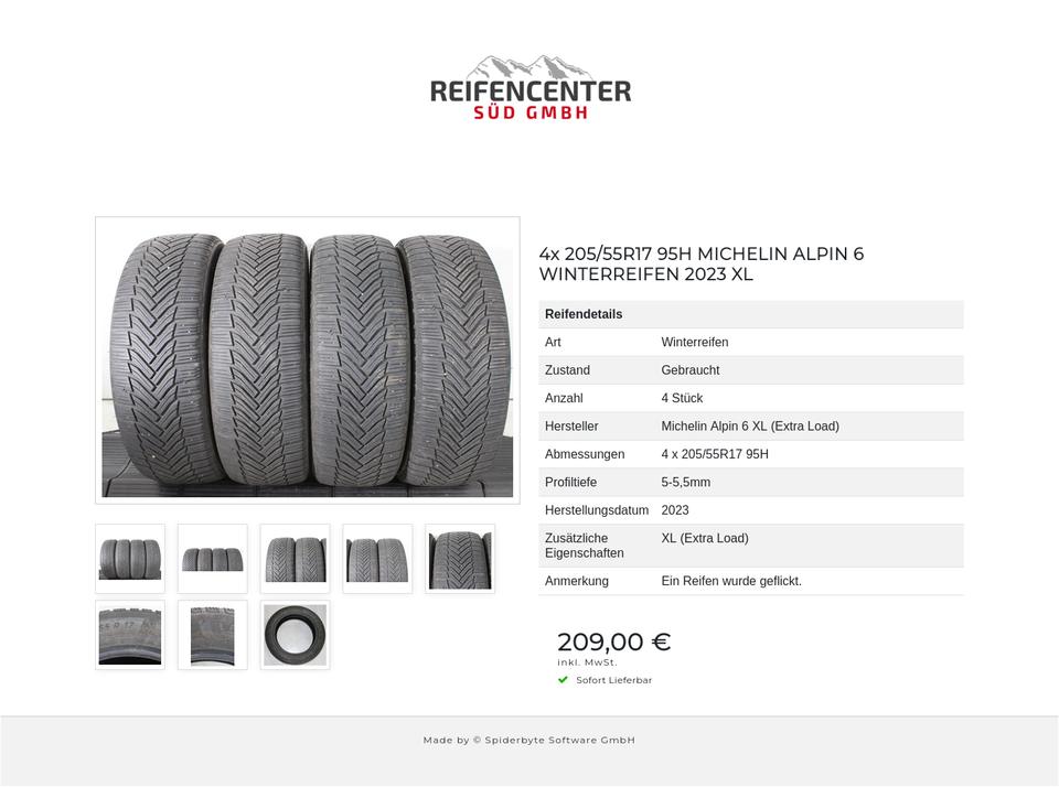 4x 205/55R17 95H MICHELIN ALPIN 6 WINTERREIFEN 2023 XL #240F – Bild 9