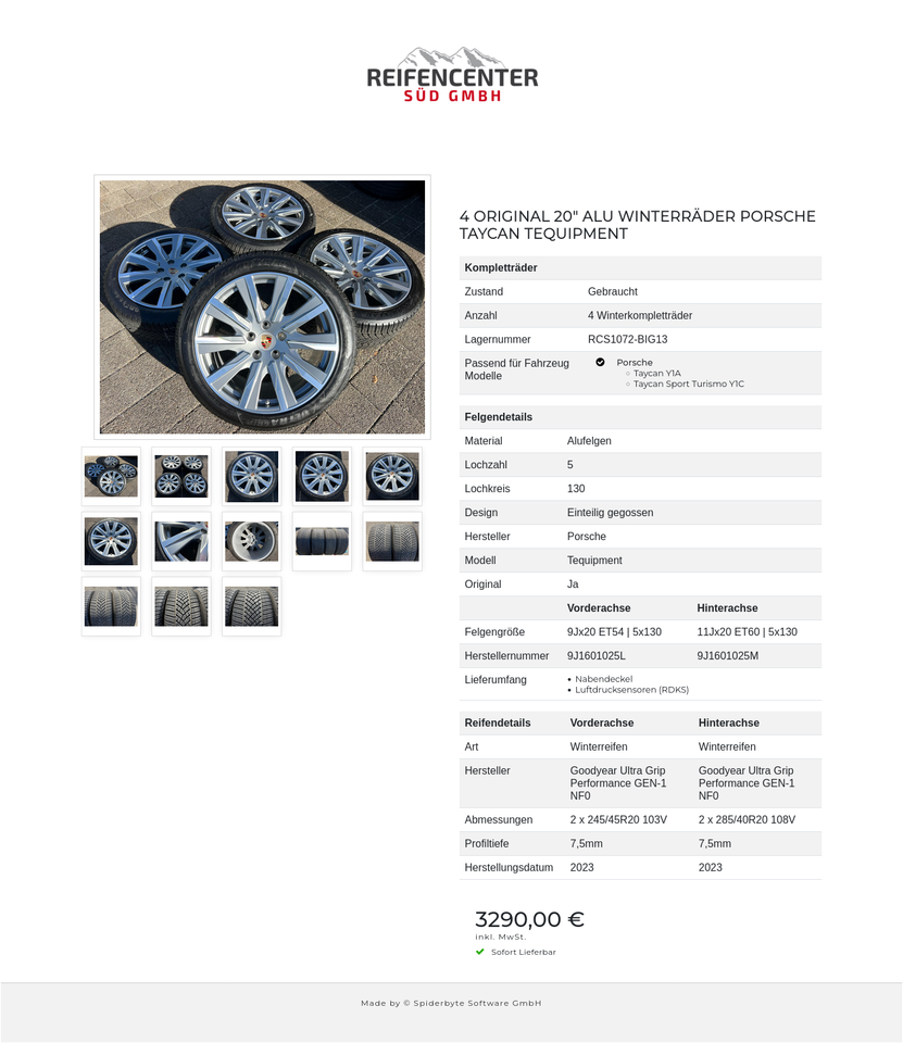 4 ORIGINAL 20" ALU WINTERRÄDER PORSCHE TAYCAN TEQUIPMENT #23OD – Bild 14