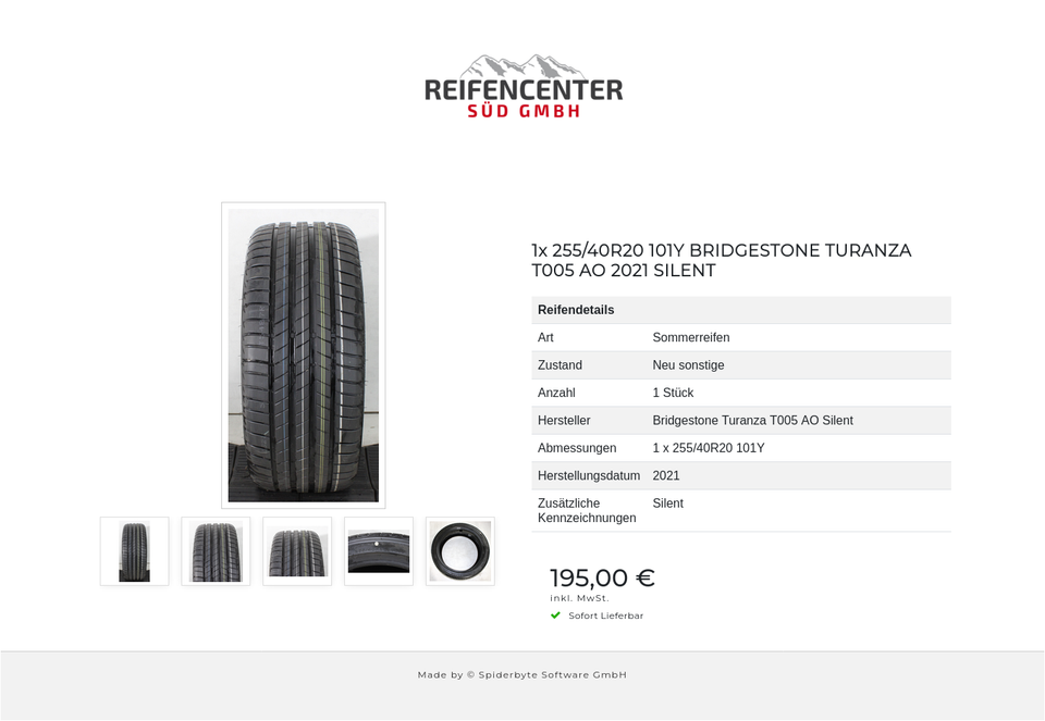 1x 255/40R20 101Y BRIDGESTONE TURANZA T005 AO 2021 SILENT #23YY – Bild 6