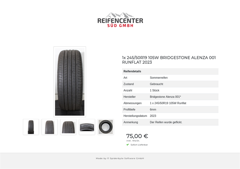 1x 245/50R19 105W BRIDGESTONE ALENZA 001 RUNFLAT 2023 #26MB – Bild 6