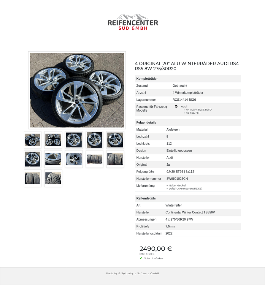 4 ORIGINAL 20" ALU WINTERRÄDER AUDI RS4 RS5 8W 275/30R20 #20NR – Bild 13