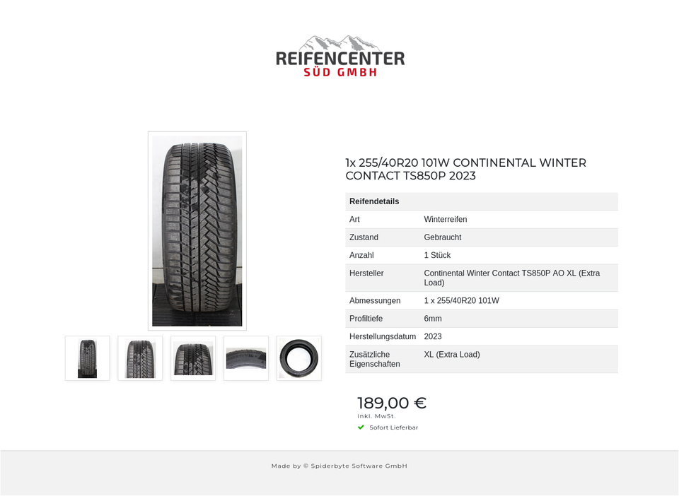 1x 255/40R20 101W CONTINENTAL WINTER CONTACT TS850P 2023 #249G – Bild 6
