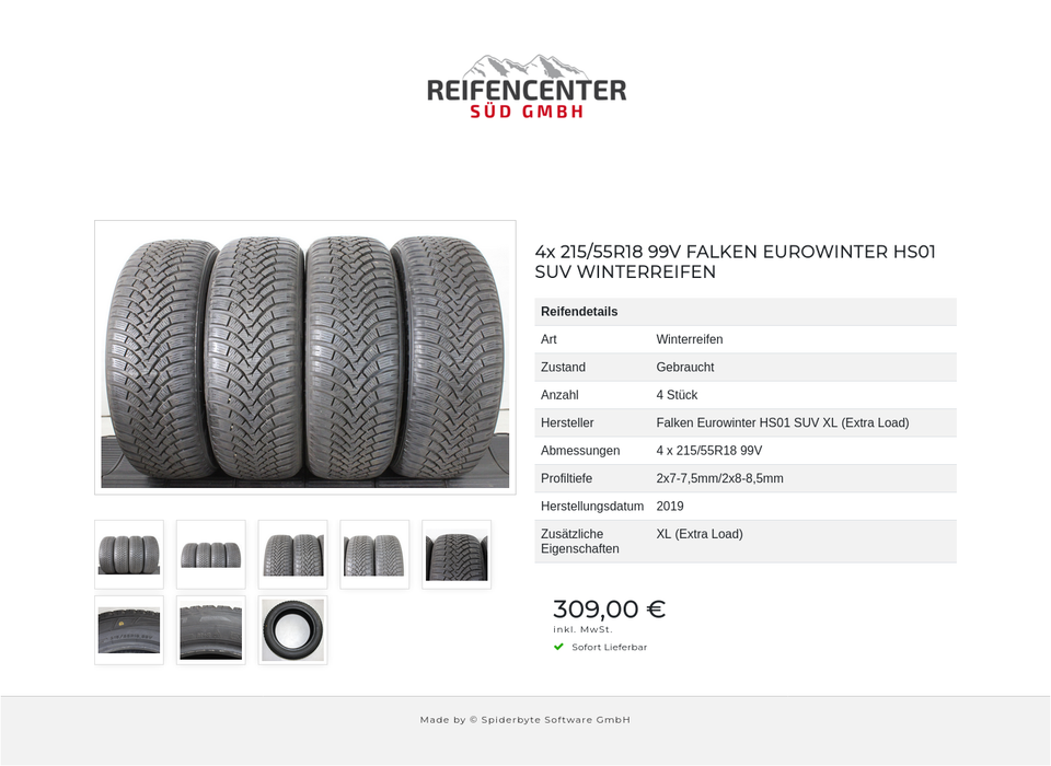 4x 215/55R18 99V FALKEN EUROWINTER HS01 SUV WINTERREIFEN #222M – Bild 9