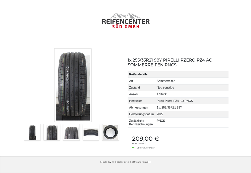 1x 255/35R21 98Y PIRELLI PZERO PZ4 AO SOMMERREIFEN PNCS #23ZM – Bild 6