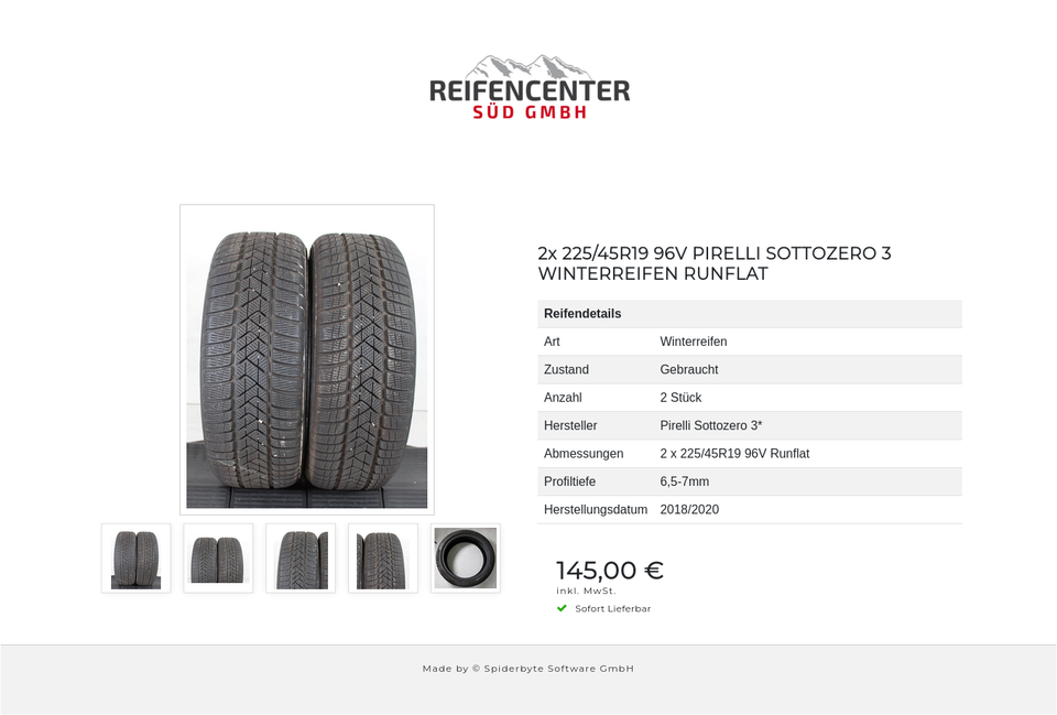 2x 225/45R19 96V PIRELLI SOTTOZERO 3 WINTERREIFEN RUNFLAT #18EI – Bild 6