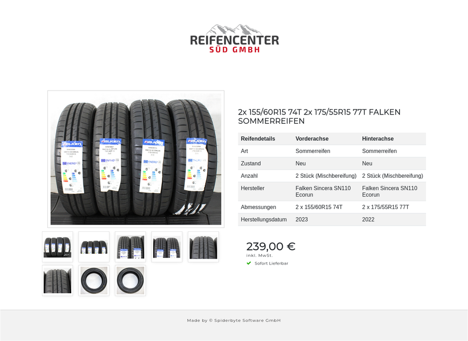 2x 155/60R15 74T 2x 175/55R15 77T FALKEN SOMMERREIFEN #202W – Bild 9