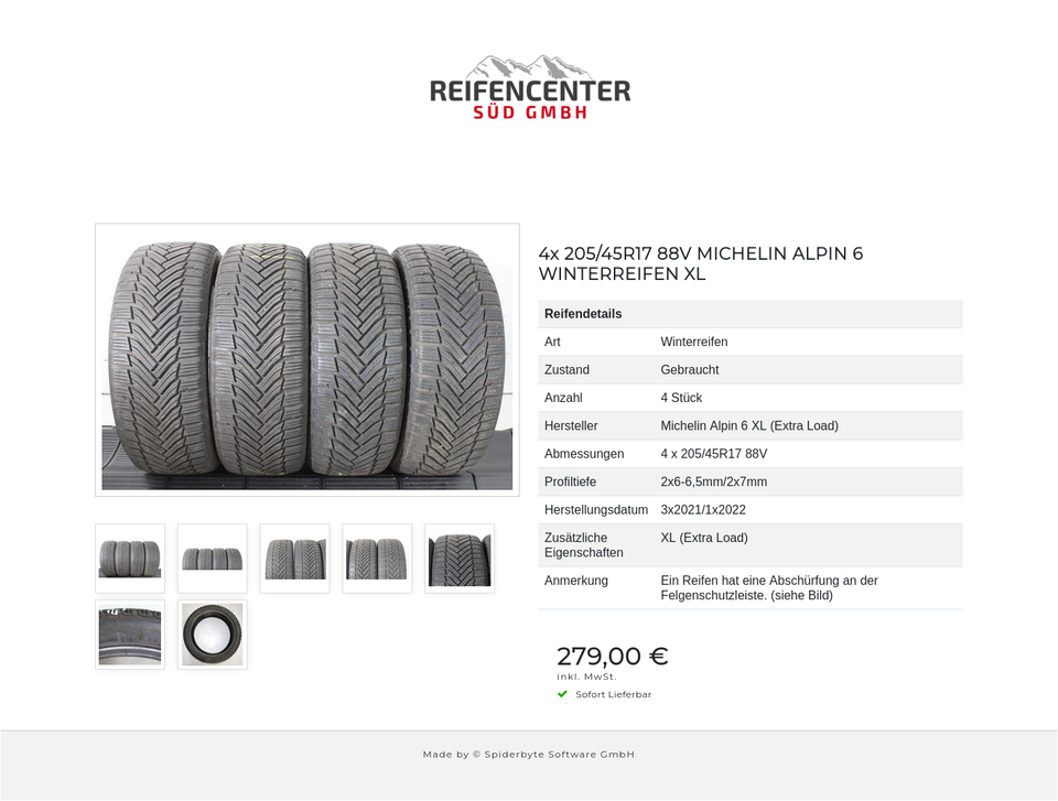 4x 205/45R17 88V MICHELIN ALPIN 6 WINTERREIFEN XL #1ZUM – Bild 8