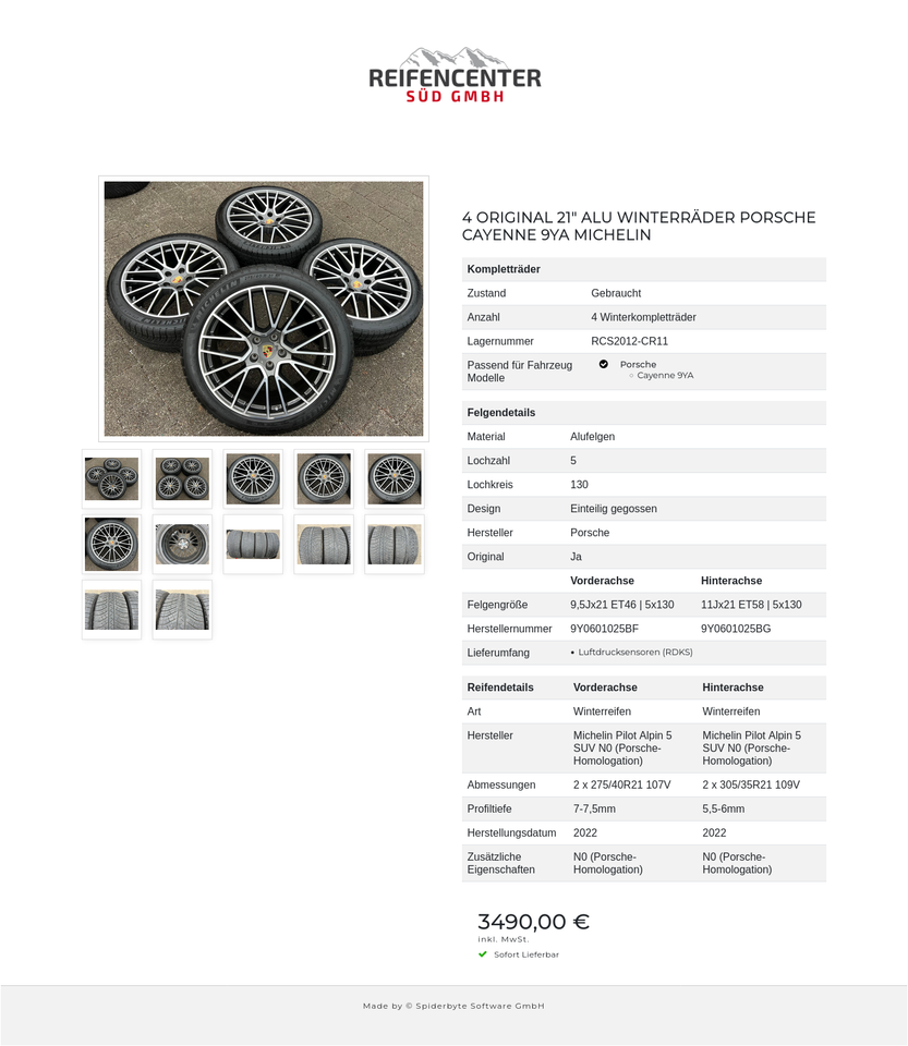 4 ORIGINAL 21" ALU WINTERRÄDER PORSCHE CAYENNE 9YA MICHELIN #24DW – Bild 13